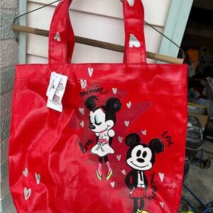 Disney Red Tote Bag with Minnie and Mickey